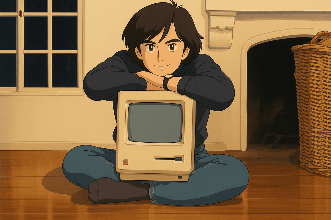 Ghibli style wallpaper with mountains and lake